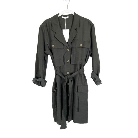 Anine Bing Kaiden Utility Mini Shirt Dress in Willow Green Women's XS NWT - Picture 5 of 12